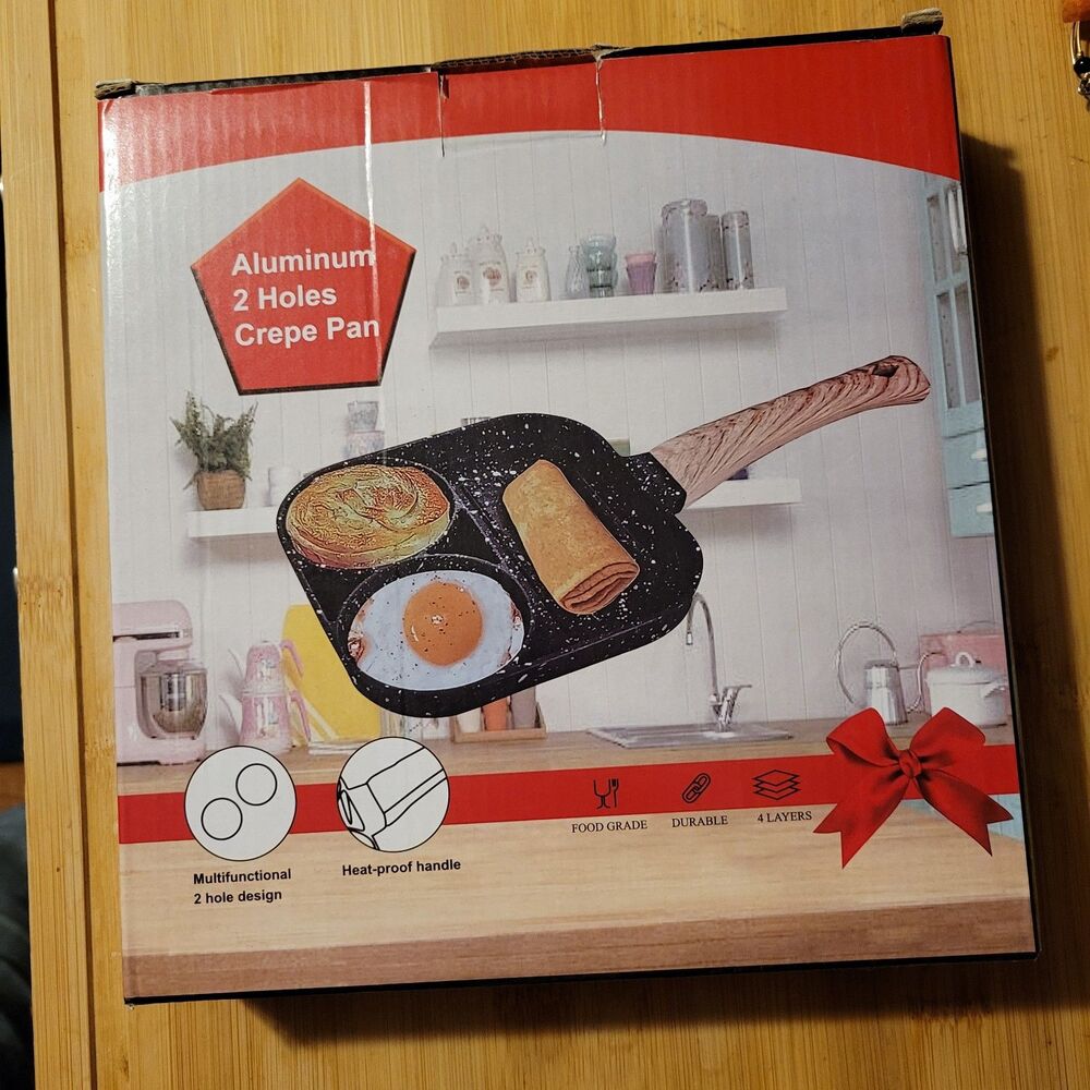 Crepe Pan with 2 Holes Aluminum All-in-one Breakfast at Home & Save Money $ NEW